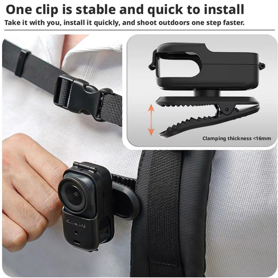 DJI Osmo Nano Rucksack-Clip in Schwarz, 360 Grad drehbarer Schnellverschluss-Clip mit Anti-Drop-Funktion für dein Vlog-Zubehör - Bild 3