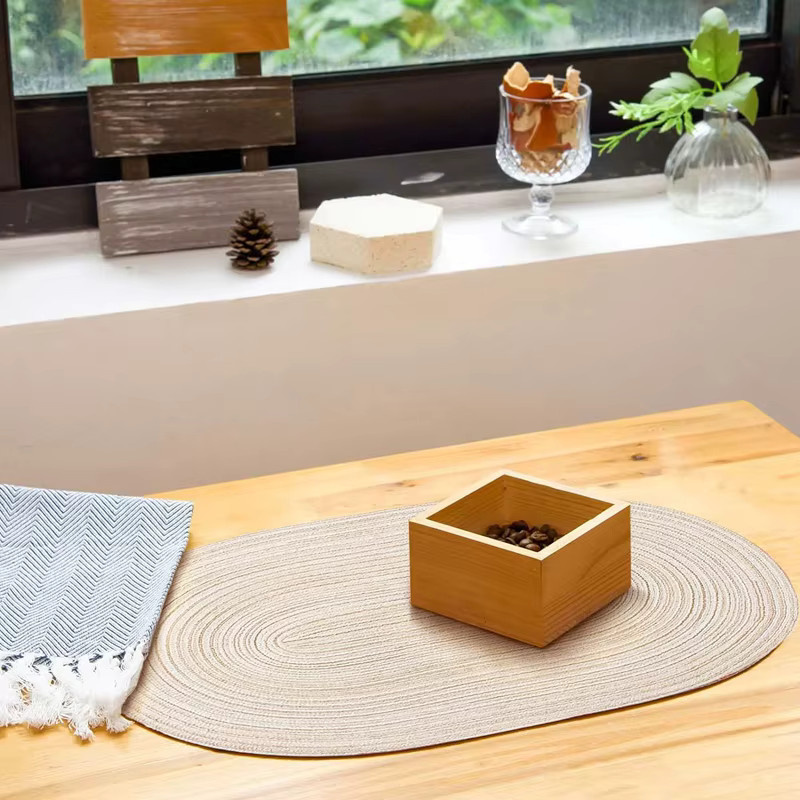 Inyahome Geflochtene Tischsets handgewebt, Set in Beige und Green, B/T: 50 x 35 cm - Bild 2