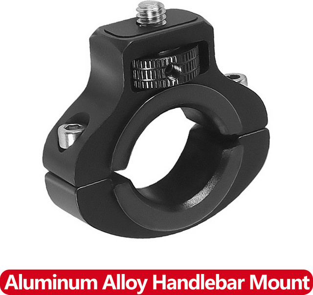 EXSKOF CNC Aluminium Lenkerhalterung mit 1/4 Schraube für GoPro, Insta360 und DJI Action-Kameras sowie Handys, Durchmesser: 22-32mm, Schwarz/Rot - Bild 1