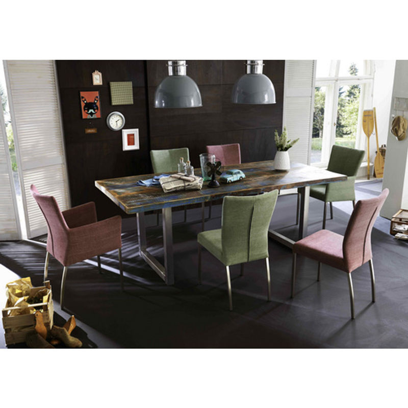SIT Tisch TABLES & CO aus Altholz und Stahl in Silber und Multicolour, H: 76,5 cm, B: 85 cm - Bild 2