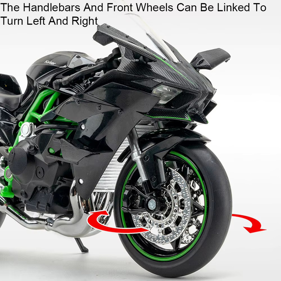 MAKEDA Kawasaki H2R ZX-10R Motorrad Modell, 1:12, Metall, mit Licht und Sound - Bild 3