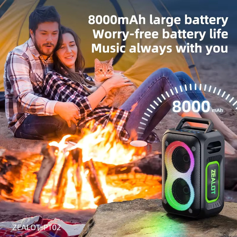 ZEALOT PT02 Bluetooth-Lautsprecher in Schwarz mit 60 W Leistung, verbesserter Bass, IPX6 wasserdicht und 12 Stunden Akkulaufzeit - Bild 5