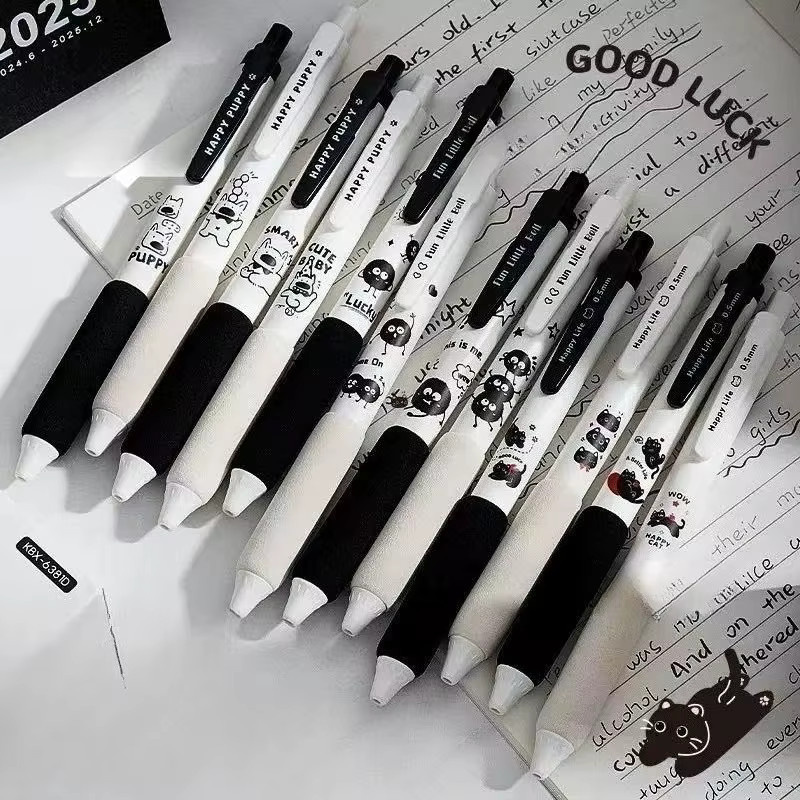 Kawaii Geräuscharmer Gelstift in Schwarz mit 0,5 mm Spitze für sanftes Schreiben und schnelle Trocknung - Bild 1