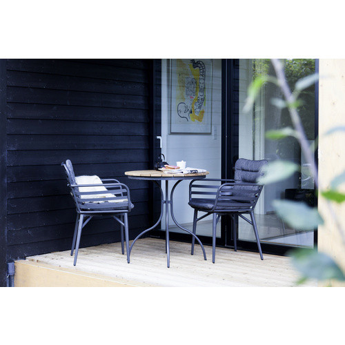 Cinas Garten-Kaffeetisch Ellen aus Teakholz in Grau, Durchmesser: 80 cm, Höhe: 73 cm - Bild 3