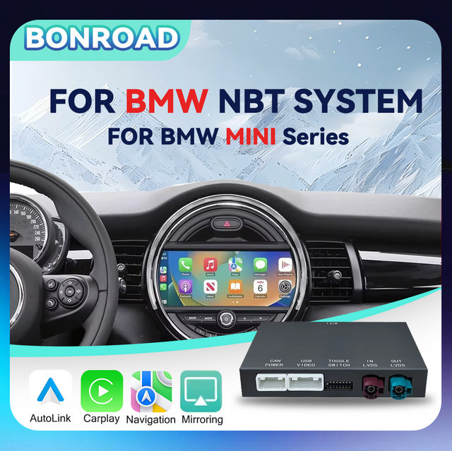 BONROAD CarPlay und Android Auto Adapter für BMW Mini R55 R56 R57 R58 R59 R60 R61 F54 F55 F56 F57 NBT in Schwarz - Bild 1
