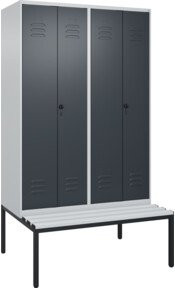 C+P PSA Doppel-Spind Classic PLUS Sitzbank mit 4 Abteilen und unterbauter Sitzfläche aus Kunststoff, B/T/H: 212,0 x 120,0 x 81,5 cm, Anthrazit/Grau - Bild 1