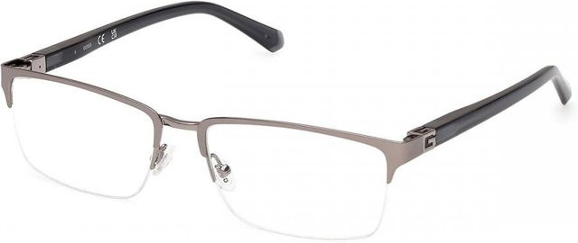 Guess GU50191 Korrektionsbrille, Halbrand, rechteckig, Metall, grau, Herren - Bild 1