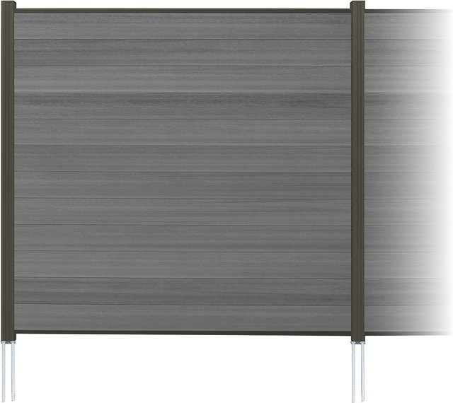 ELEPHANT Zaunset Siena Line WPC Sichtschutzzaun Set in Grau und Anthrazit mit Pfosten zum Einbetonieren, B/H: 565 x 180 cm - Bild 1