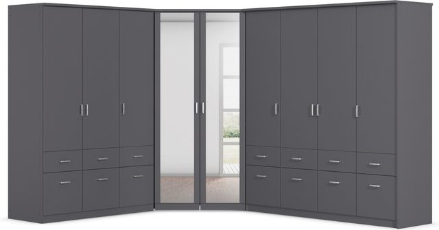 RAUCH BLUE Eckschranklösung Bremen Schrank in Graumetallic mit 9 Türen und integrierten Schubladen für dein Schlafzimmer - Bild 1