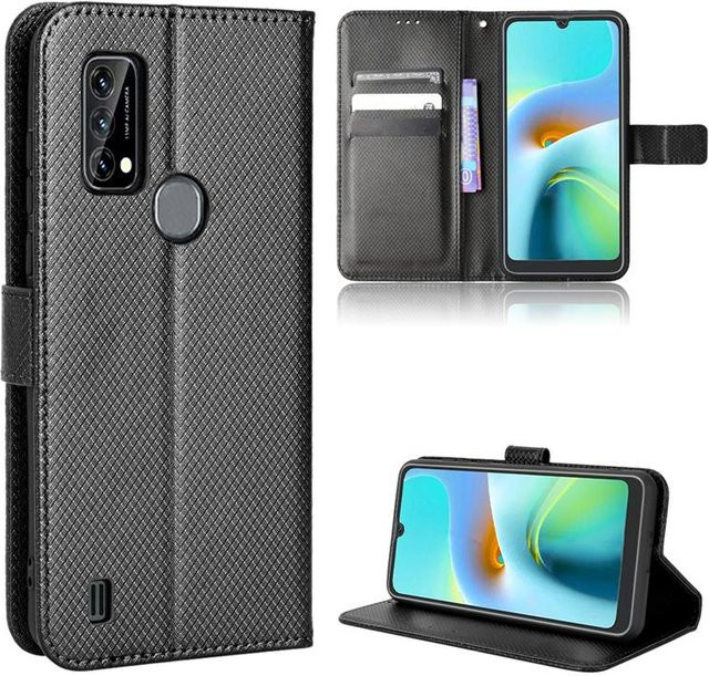 Magnetische Flip Diamond Grain Leder Handyhülle für Blackview A100 A95 A90 A70 A55 A50 Pro und OSCAL C20 in Schwarz mit Kartenfach und Soft Silikon - Bild 1