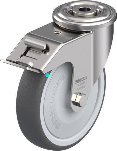 Blickle LEXR-PATH 125KFD-FI Lenkrolle mit Feststeller aus Edelstahl in Grau und Silber, Rad-Durchmesser: 125 mm, Tragfähigkeit: 150 kg - Bild 1