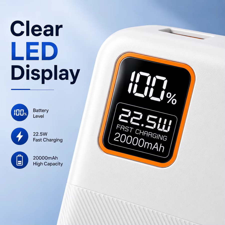 Tragbare Powerbank 20000mAh mit 22,5W PD Schnellladung, Externer Akku mit LED-Anzeige und USB-C, USB-A sowie Micro USB Anschlüssen in Schwarz - Bild 3