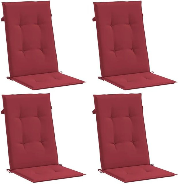 vidaXL Gartenstuhlauflagen für Hochlehner, 4er-Set, Weinrot, B/T/H: 120 x 50 x 3 cm, wasserabweisend und UV-beständig - Bild 1