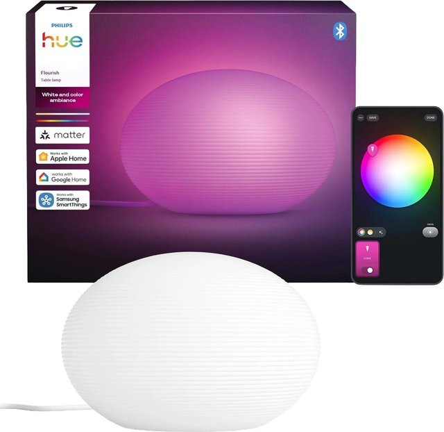 Philips Hue White & Color Ambience Flourish smarte Tischleuchte in Weiß mit Farblicht - Bild 1