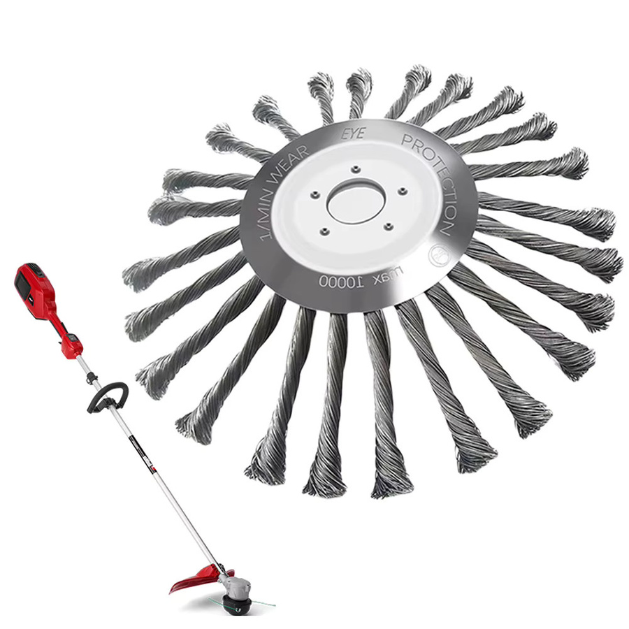 Alloet 10-Zoll Drahtbürsten-Trimmerkopf aus Stahl in Silber als universeller Garten-Unkrautbürstenkopf und Rotationsbürste zur Rostentfernung für deinen Rasenmäher - Bild 2