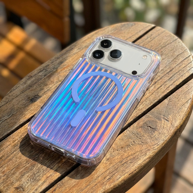 Magnetische iPhone 17 Pro Max Handyhülle mit flachem Farbverlauf-Streifendesign - Bild 1