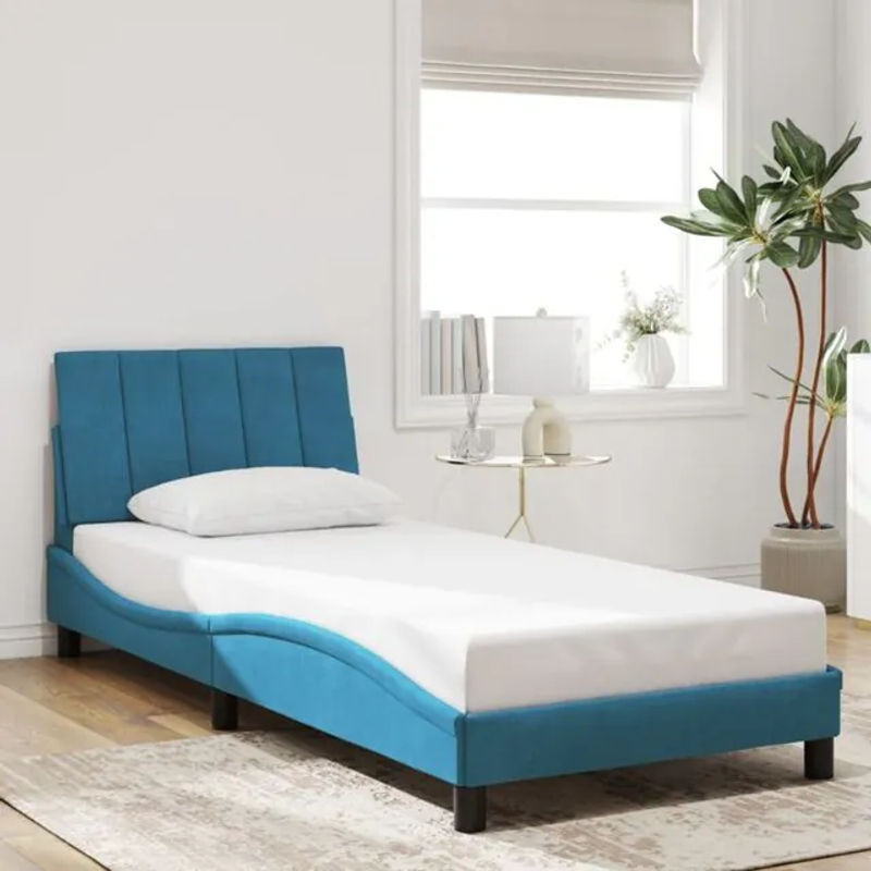 Polsterbett hanko von vidaxl in Blau mit Samtbezug, B/B: 80 x 200 cm - Bild 1