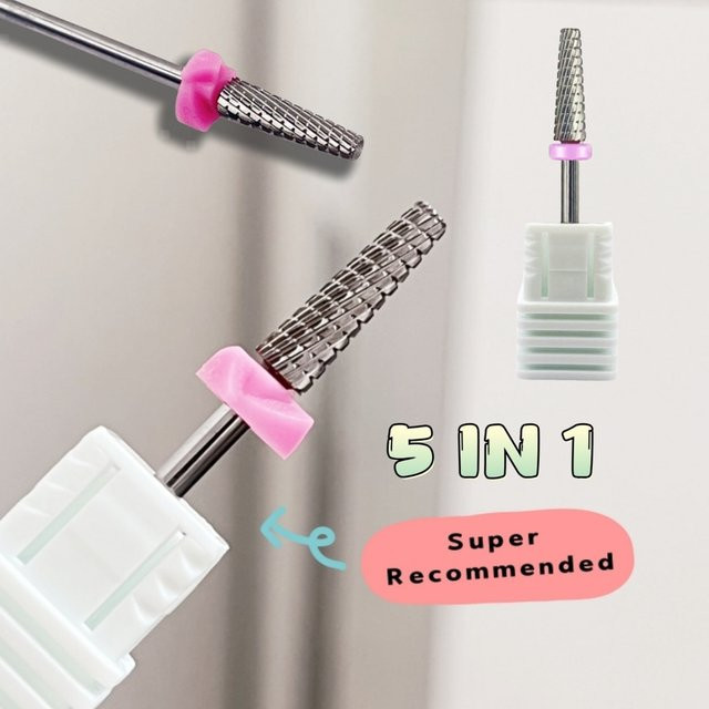 Ysen 5-in-1 Mini Konische Hartmetall Nagel Bohrer Bits, Unisex - Bild 1