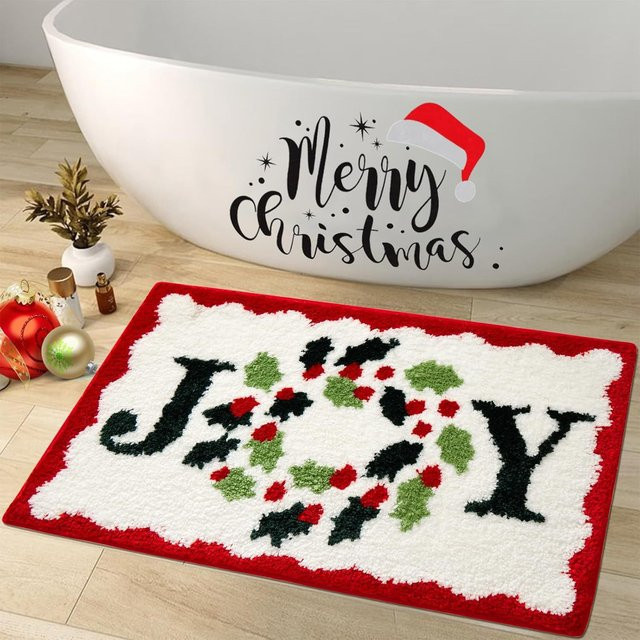 Vikama Weihnachtsmann-Teppich, weich und rutschfest, dekorative Bodenmatte für Wohnzimmer und Schlafzimmer, Mehrfarbig - Bild 1