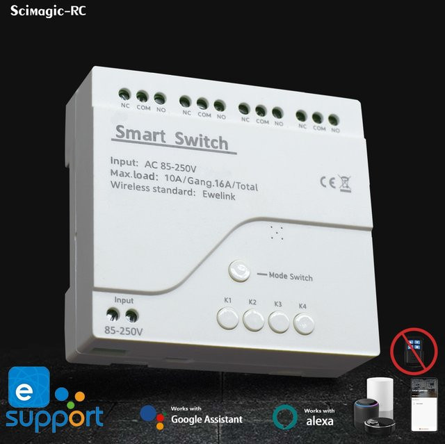 EWelink Smart Switch WLAN-Relais als Rolltor- und Vorhangschalter in Weiß mit Inching- und Selbstverriegelungsfunktion für DC/AC 12V 24V 220V - Bild 1