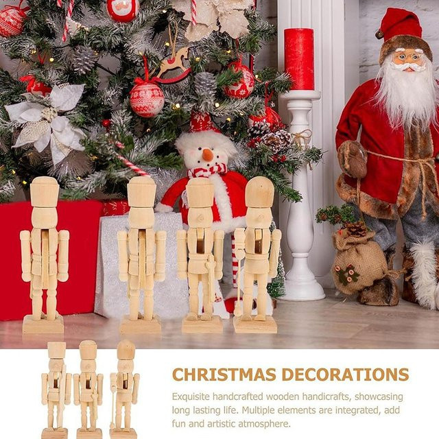 Kesoto Nussknacker-Figur aus Holz zum Selbermachen, unbemalte Weihnachtsfigur in Natur/Holzfarben, Höhe: 38 cm - Bild 1