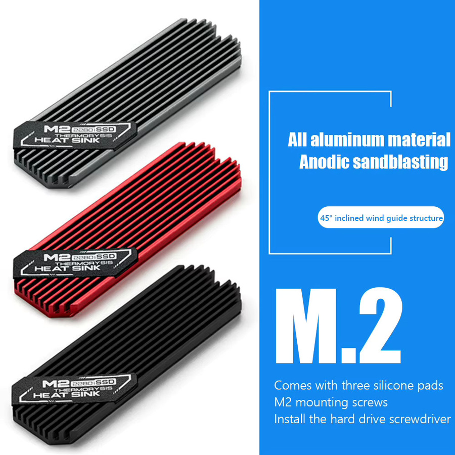 IRhasta M.2 NVMe 2280 SSD Kühler aus Aluminium mit Wärmeleitpad für PS5 und Desktop-PC in Silber oder Rot - Bild 3