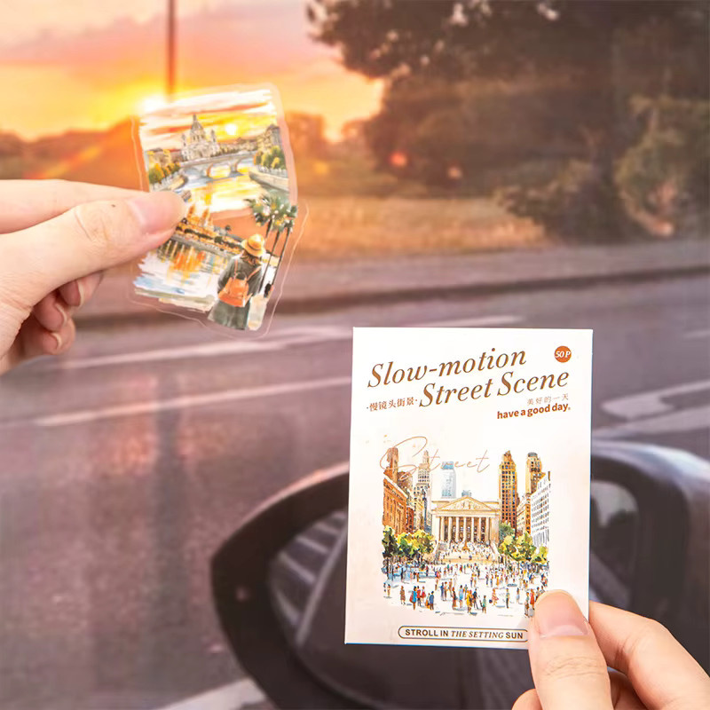 Landschaftsdekoration Aufkleber Slow Motion Street View Serie in 6 Stilen, Multicolor, PET-Material - Bild 1