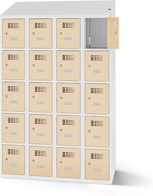 rotstahl Fächerschrank mit 20 Fächern und Ladefunktion in Beige, B: 120 cm, H: 200 cm - Bild 1