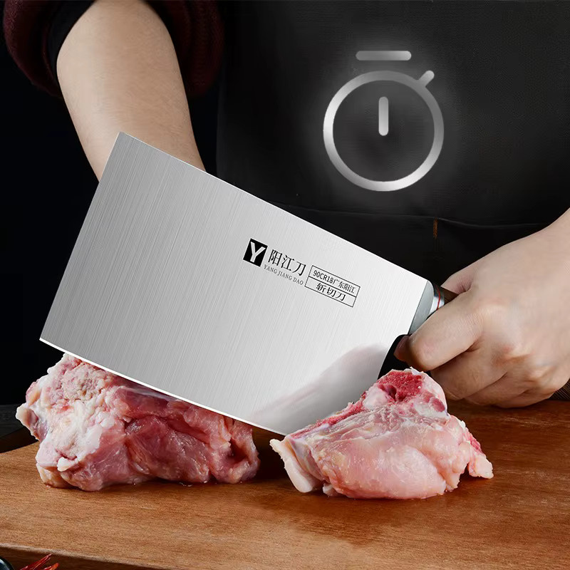 Professionelles chinesisches Küchenmesser Cleaver von PLYS in Silber mit Holzgriff - Bild 2