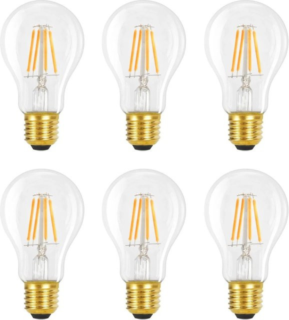 NETTLIFE LED Leuchtmittel aus Glas in Transparent mit warmweißem Licht 2700K, E27, Höhe: 11 cm, Breite: 6 cm - Bild 1