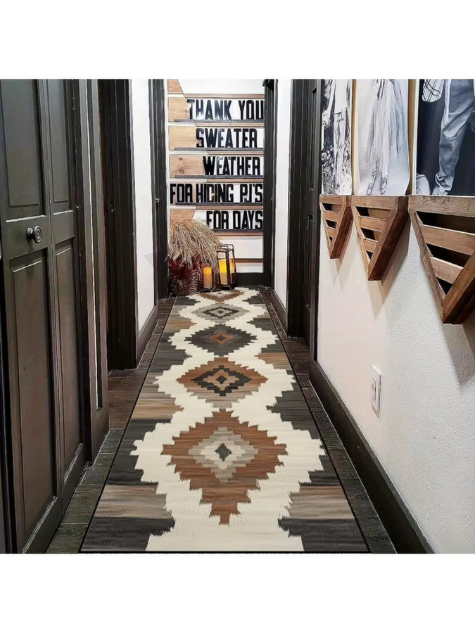 VIKAMA Retro-Teppich mit geometrischem Muster in Multicolour, rutschfeste Bodenmatte für Küche, Schlafzimmer oder Balkon - Bild 5