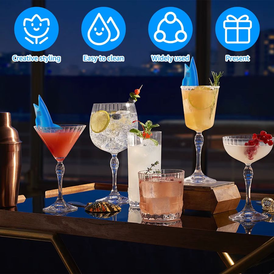 16-teiliges Willstar Hai Trinkgeschirr-Set aus PVC in Blau für Cocktails und Mottopartys - Bild 2