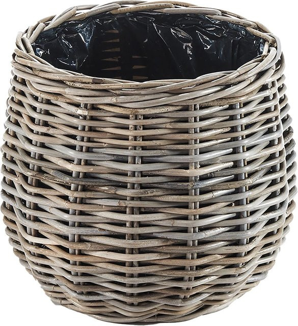 Kobolo Pflanzkorb Übertopf FIORA aus Rattan mit Folie in Kubu Grey, rund - Bild 1
