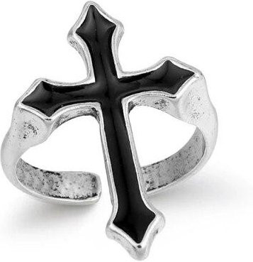 YIRAN Jewelry Ring, Kreuz, Messing, Schwarz, Unisex, Vintage - Bild 1