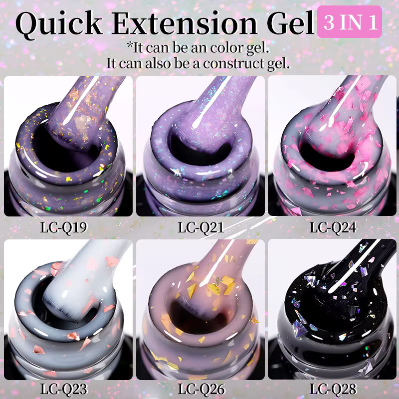 LILYCUTE Glitter Quick Extension Gel Nagellack, Lila, 7 ml - Bild 2