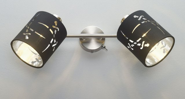 Wandspot Strahler SANSIBAR ARCHSUM in Schwarz und Silberfarben aus Metall und Stoff mit E14 Fassung - Bild 1