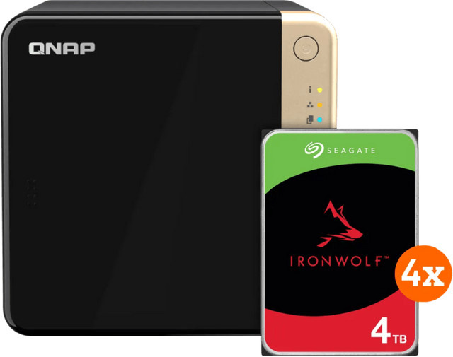 QNAP TS-464-8G NAS-System mit 4 Seagate Ironwolf Festplatten à 4TB in Schwarz - Bild 1