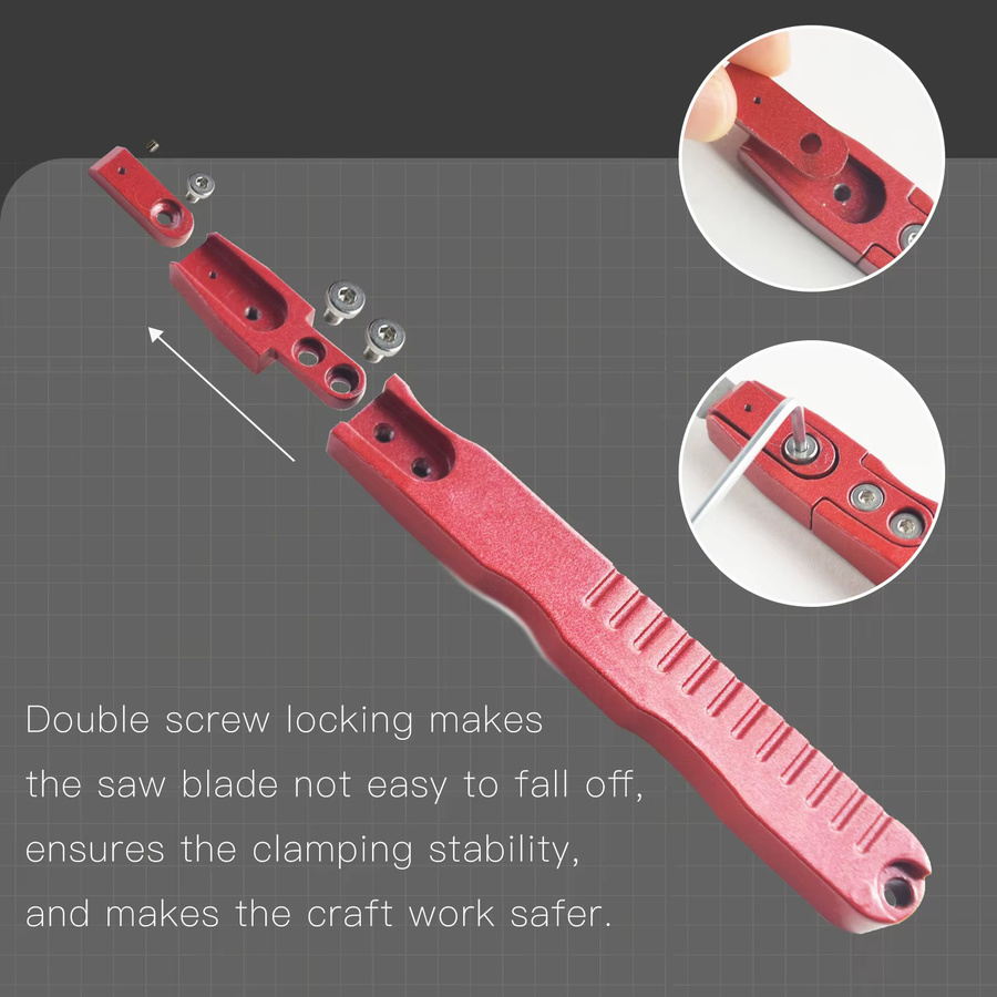 Joystar Mini Handsäge Modell und Bastelwerkzeug-Set mit 6 DIY Craft Blades und 9mm Snap-off Hobby-Messern in Rot - Bild 2