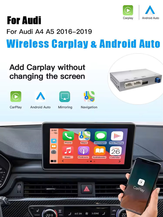 AUTOABC Drahtloses CarPlay und Android Auto Interface für Audi A4 B9 sowie A5 (2016-2018) mit Mirror Link, AirPlay und Rückfahrkamera Unterstützung - Bild 5