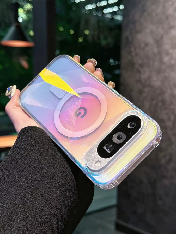 Magnetische Schutzhülle mit Gradient-Laser-Diamantmuster für Google Pixel 10 Pro XL, 10A, 9 Pro XL und 9A, Transparent, MagSafe kompatibel - Bild 4