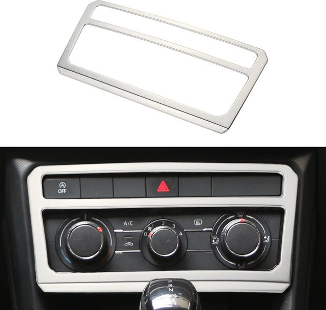 Zubehör für VW Volkswagen T-Cross: Center Konsole Panel Aufkleber und AC Knopf Rahmen Abdeckung in Silber - Bild 1