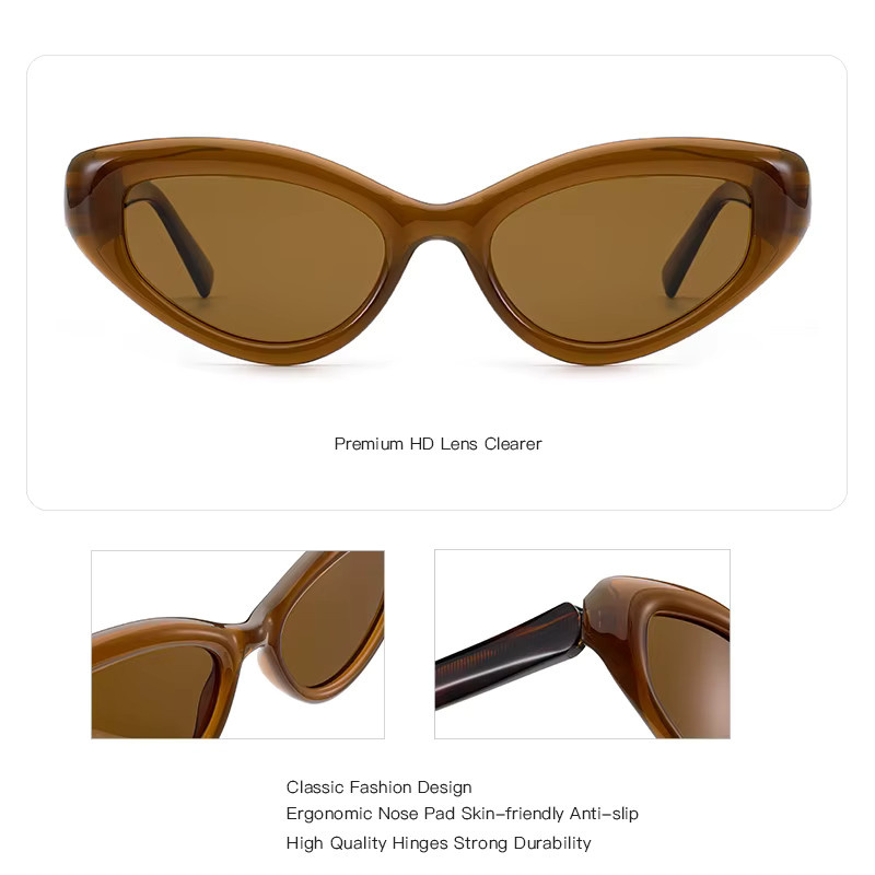 ZENOTTIC Sonnenbrille Cat Eye, Acetat, braun, Damen, polarisiert - Bild 2