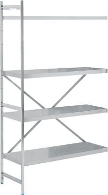 Köhler Anbauregal aus Edelstahl in Silber mit verstellbaren Böden, B: 117,5 cm, T: 50,0 cm, H: 200,0 cm - Bild 1