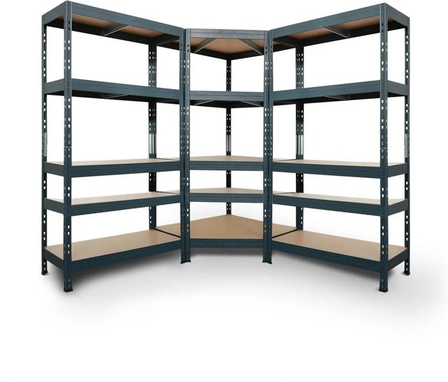Ar Shelving Eckregal Rivet Set in Anthrazit mit 5 HDF-Böden, B/T/H: 180 x 180 x 45 cm - Bild 1