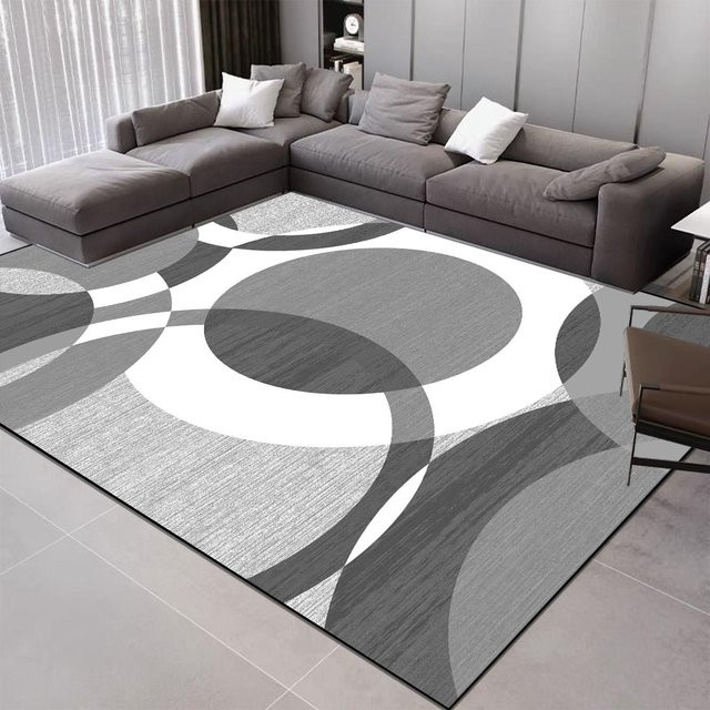 Karpetti Geometrie Teppich in Grau, moderner Nordischer Design-Bodenmatte für Wohnzimmer, Schlafzimmer oder Flur, B/T: 160 x 100 cm - Bild 1