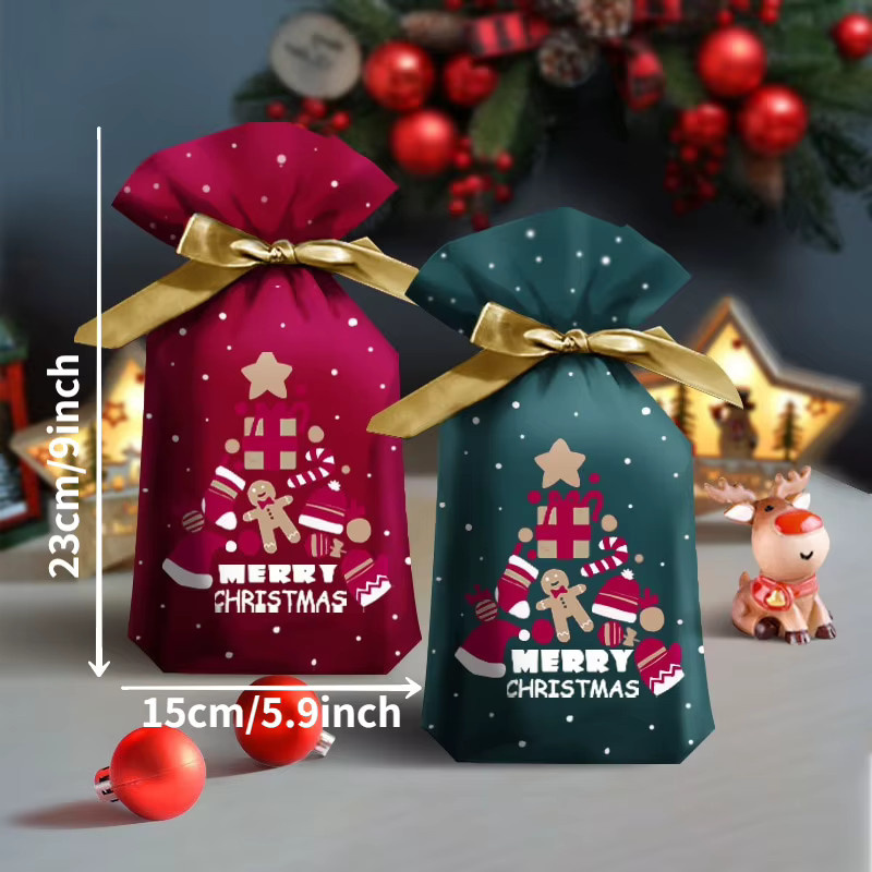 20 Stück Weihnachtliche Santa Geschenktüten aus Kunststoff für Süßigkeiten und Weihnachtsdekoration - Bild 2