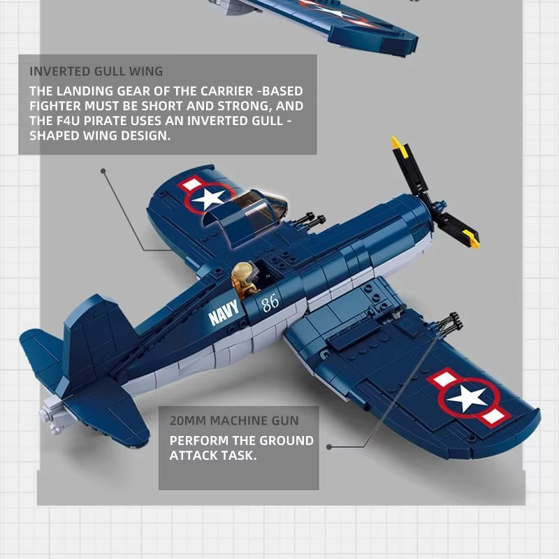 Sluban WW2 Pacific Storm Military F4U-1 Pirate Fighter, Bausteine, 550 Teile - Bild 5