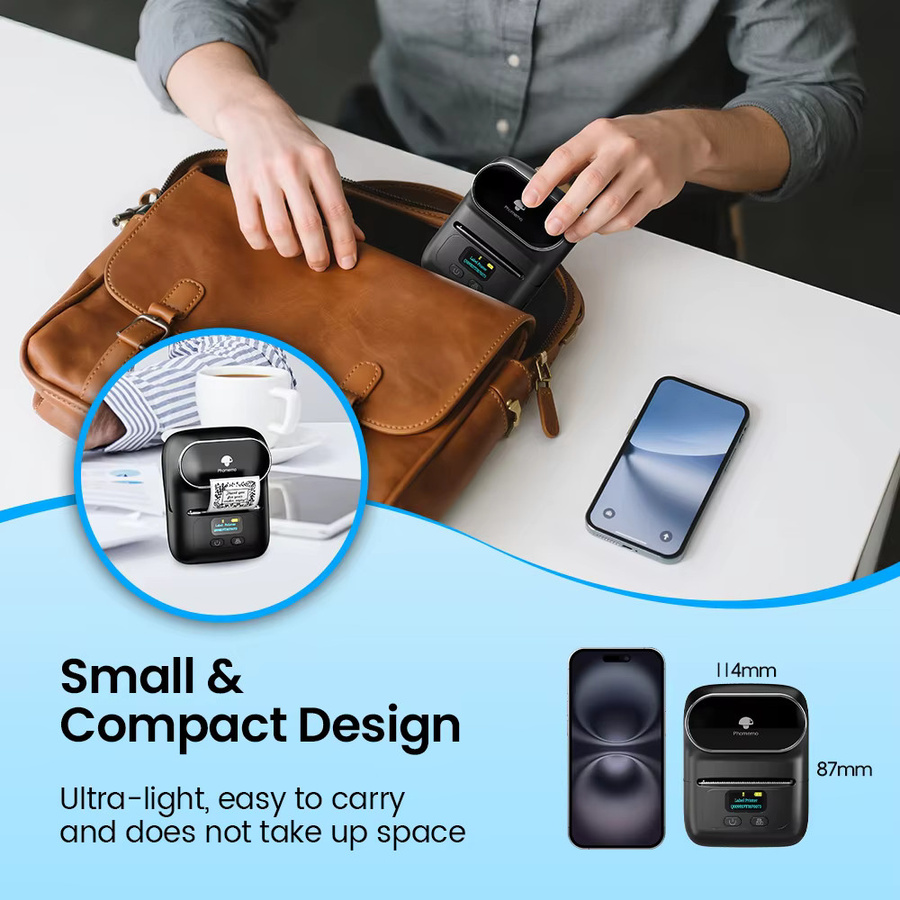 Phomemo M110 Tragbarer Bluetooth-Thermoetikettendrucker in Schwarz für Adress-, Versand-, Barcode-, Schmuck- und Bekleidungslabel - Bild 4