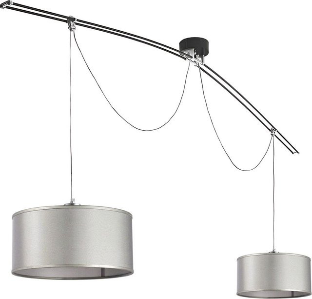 Lumina Moove Doppia Pendelleuchte in Grau mit höhenverstellbarer Zylinderform aus Metall und Aluminium - Bild 1