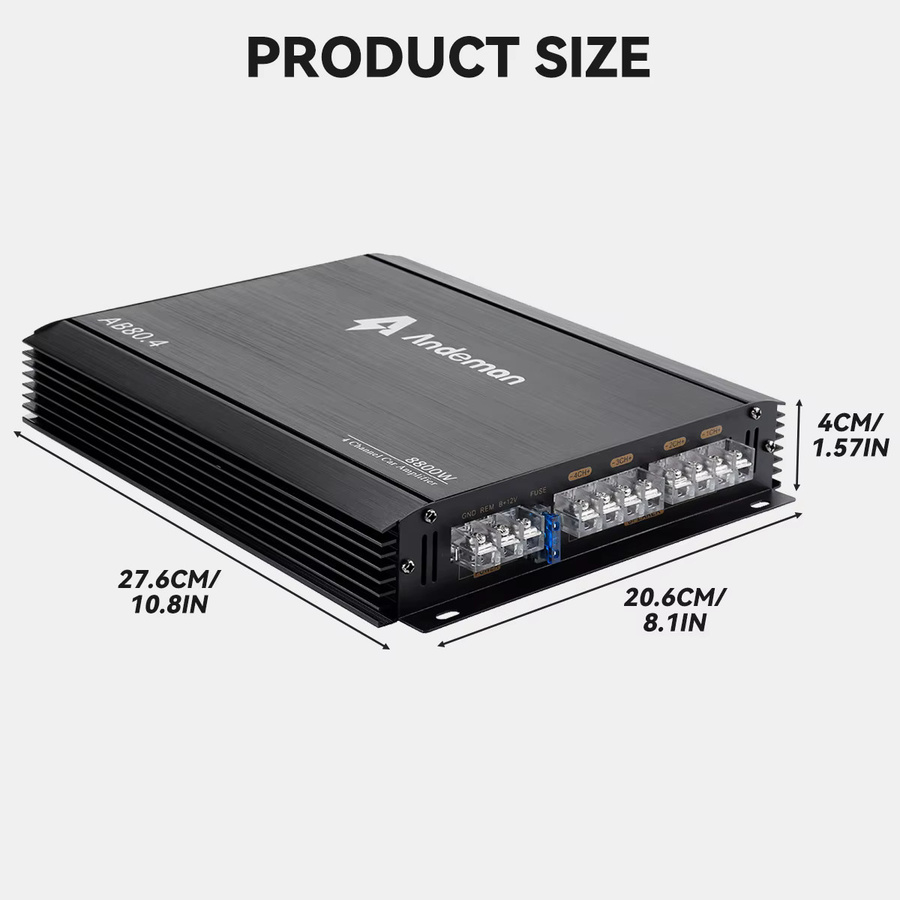 Andeman 4-Kanal 12V Auto-Leistungsverstärker Digital Stereo Surround Passiver Subwoofer Audio Player in Schwarz mit max. 8800W - Bild 4